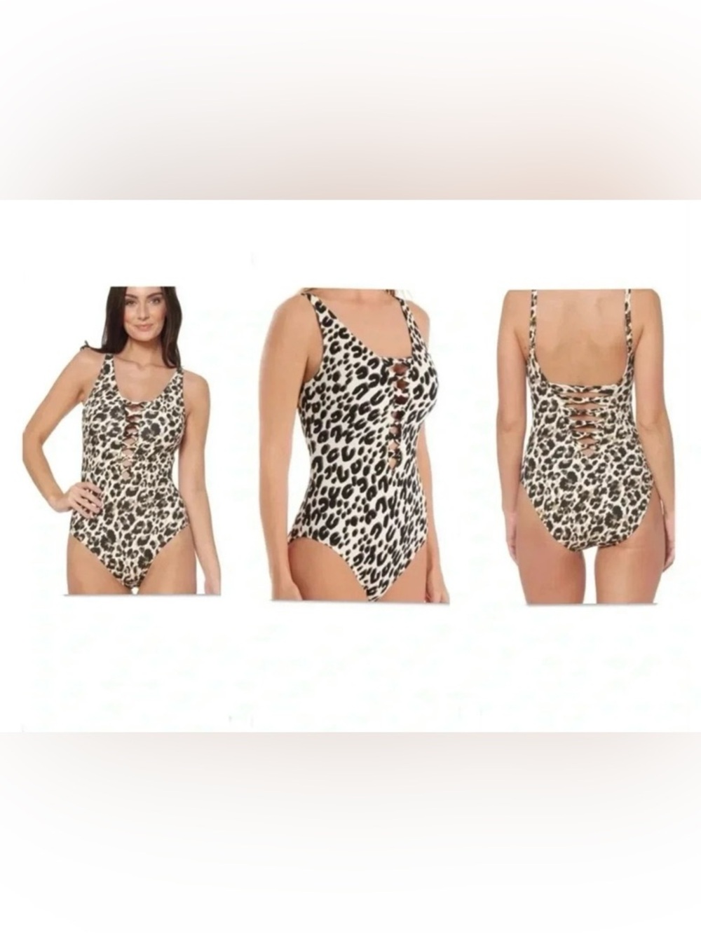 Bleu Rod Beattie Lace Up Plunge One Piece Swimsuit